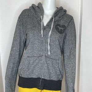 Pink Grey Zip Up Hoodie